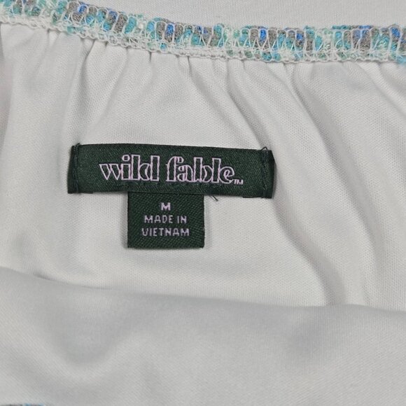 Wild‎ Fable Maxi Halter Dress M Blue Geometric Open Back Tie Slit Y2K Boho Chic - Picture 5 of 15